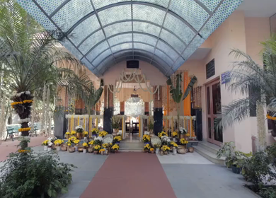 A Slow Motion Shot of an Indian Wedding Venue Decoration in India