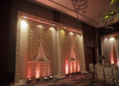 A Slow Motion Shot of an Indian Wedding Venue Decoration in India