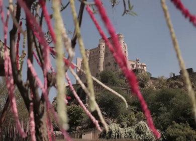 A Slow Motion Shot of an Indian Wedding Venue Decoration in India