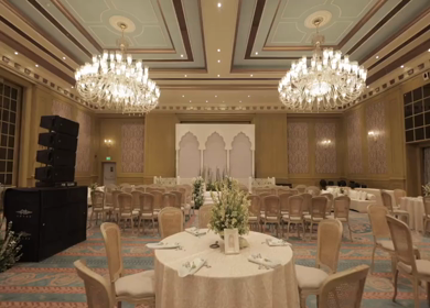 A Slow Motion Shot of an Indian Wedding Venue Decoration in India