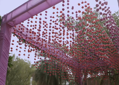 A Slow Motion Shot of an Indian Wedding Venue Decoration in India
