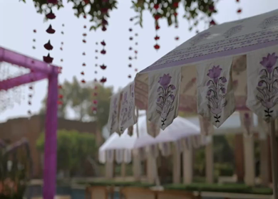 A Slow Motion Shot of an Indian Wedding Venue Decoration in India