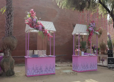 A Slow Motion Shot of an Indian Wedding Venue Decoration in India