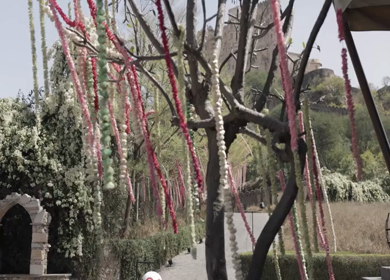A Slow Motion Shot of an Indian Wedding Venue Decoration in India
