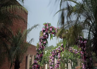 A Slow Motion Shot of an Indian Wedding Venue Decoration in India