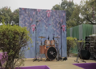 A Slow Motion Shot of an Indian Wedding Venue Decoration in India