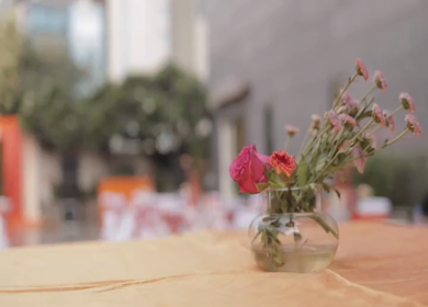 A Slow Motion Shot of an Indian Wedding Venue Decoration in India