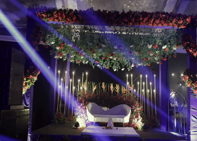 A Slow Motion Shot of an Indian Wedding Venue Decoration in India