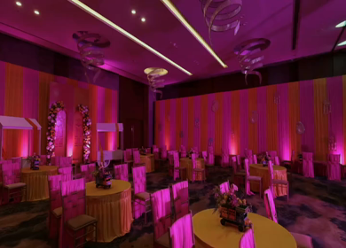 A Slow Motion Shot of an Indian Wedding Venue Decoration in India