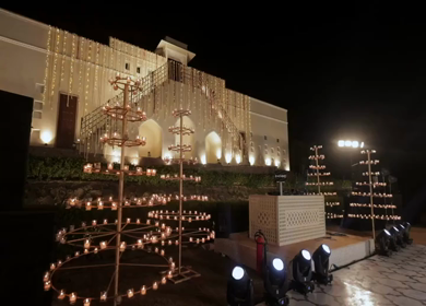 A Slow Motion Shot of an Indian Wedding Venue Decoration in India