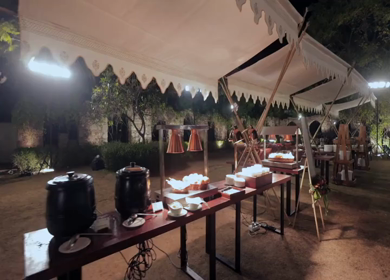 A Slow Motion Shot of an Indian Wedding Venue Decoration in India