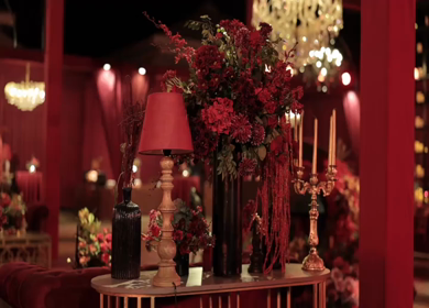 A Slow Motion Shot of an Indian Wedding Venue Decoration in India