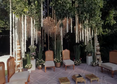 A Slow Motion Shot of an Indian Wedding Venue Decoration in India