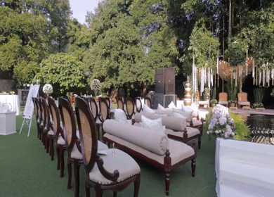 A Slow Motion Shot of an Indian Wedding Venue Decoration in India