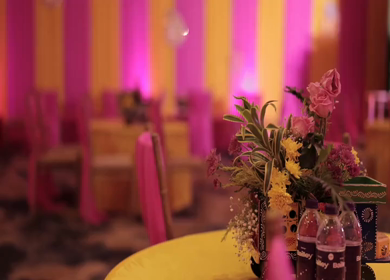 A Slow Motion Shot of an Indian Wedding Venue Decoration in India