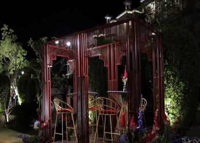 A Slow Motion Shot of an Indian Wedding Venue Decoration in India