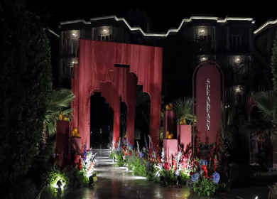 A Slow Motion Shot of an Indian Wedding Venue Decoration in India
