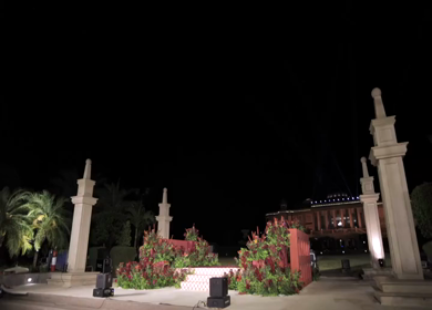 A Slow Motion Shot of an Indian Wedding Venue Decoration in India