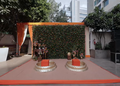 A Slow Motion Shot of an Indian Wedding Venue Decoration in India