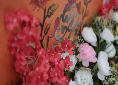 A Slow Motion Shot of an Indian Wedding Venue Decoration in India