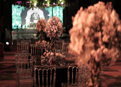 A Slow Motion Shot of an Indian Wedding Venue Decoration in India