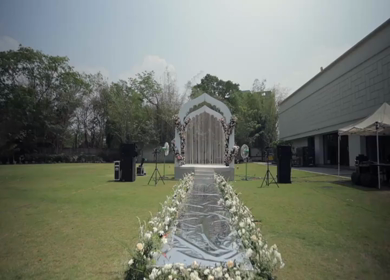 A Slow Motion Shot of an Indian Wedding Venue Decoration in India