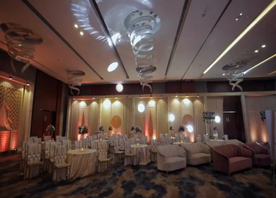 A Slow Motion Shot of an Indian Wedding Venue Decoration in India
