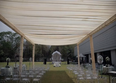 A Slow Motion Shot of an Indian Wedding Venue Decoration in India