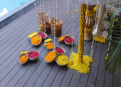 A Slow Motion Shot of an Indian Wedding Venue Decoration in India
