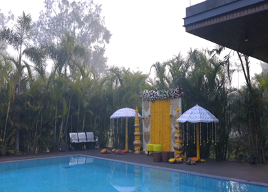 A Slow Motion Shot of an Indian Wedding Venue Decoration in India