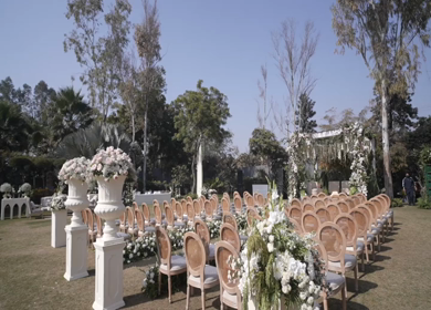 A Slow Motion Shot of an Indian Wedding Venue Decoration in India