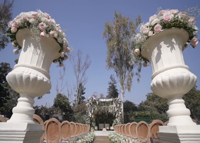 A Slow Motion Shot of an Indian Wedding Venue Decoration in India