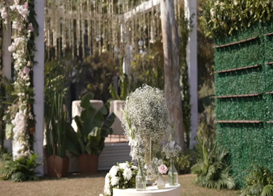 A Slow Motion Shot of an Indian Wedding Venue Decoration in India