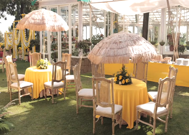 A Slow Motion Shot of an Indian Wedding Venue Decoration at Mussoorie,Uttarakhand in India