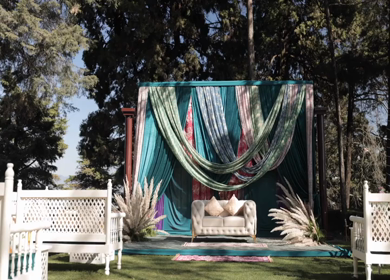 A Slow Motion Shot of an Indian Wedding Venue Decoration at Mussoorie,Uttarakhand in India