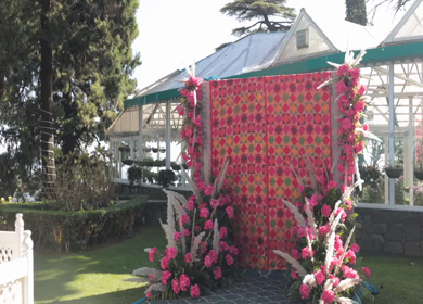 A Slow Motion Shot of an Indian Wedding Venue Decoration at Mussoorie,Uttarakhand in India