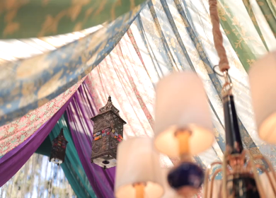 A Slow Motion Shot of an Indian Wedding Venue Decoration at Mussoorie,Uttarakhand in India