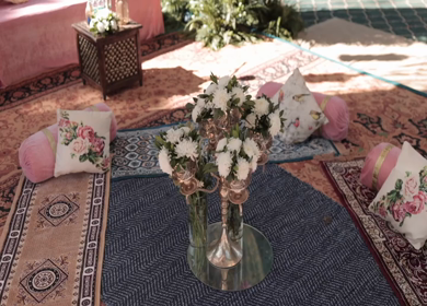 A Slow Motion Shot of an Indian Wedding Venue Decoration at Mussoorie,Uttarakhand in India