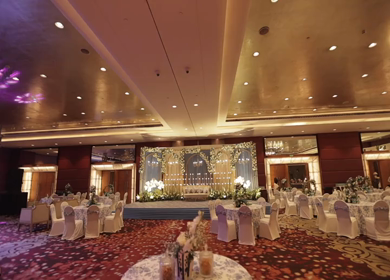 A Slow Motion Shot of an Indian Wedding Venue Decoration in India