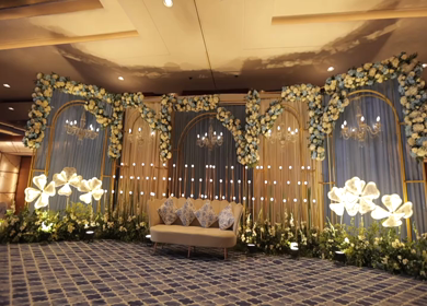 A Slow Motion Shot of an Indian Wedding Venue Decoration in India