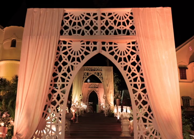 A Slow Motion Shot of an Indian Wedding Venue Decoration in India