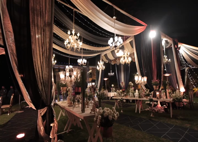 A Slow Motion Shot of an Indian Wedding Venue Decoration in India