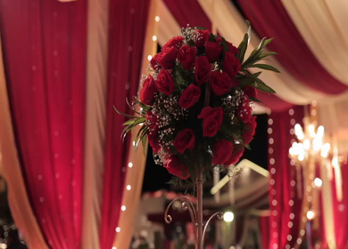 A Slow Motion Shot of an Indian Wedding Venue Decoration in India
