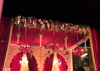 A Slow Motion Shot of an Indian Wedding Venue Decoration in India