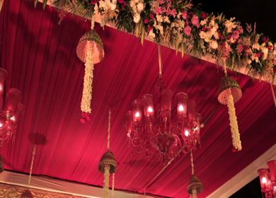 A Slow Motion Shot of an Indian Wedding Venue Decoration in India