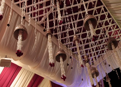 A Slow Motion Shot of an Indian Wedding Venue Decoration in India