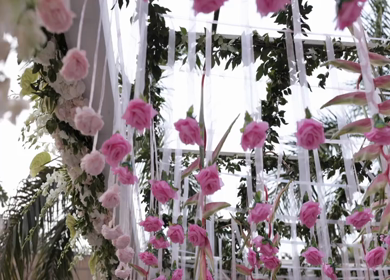 A Slow Motion Shot of an Indian Wedding Venue Decoration in India