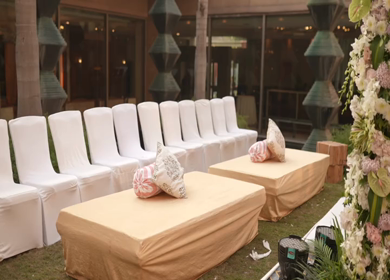 A Slow Motion Shot of an Indian Wedding Venue Decoration in India