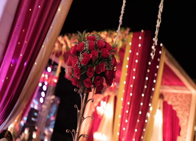 A Slow Motion Shot of an Indian Wedding Venue Decoration in India
