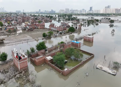 Aerial Drone Footage of Flooded Homes in Delhi, India – 2025 Heavy Rains